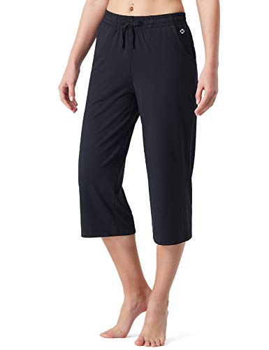 NAVISKIN Pantalones de Fitness para Mujer Capri Pirata Pants Atléticos Deportivos Correr Térmicos Chándal Deporte Yoga Running Entrenamiento con Bolsillos Laterales Negro M