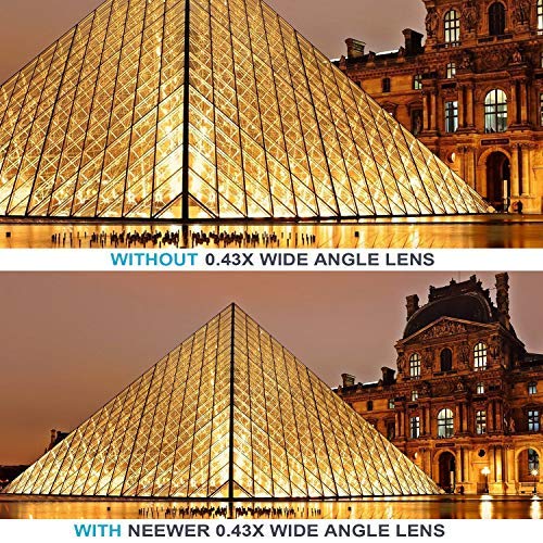 Neewer lente de 0.43 X HD gran angular con MACRO close-up parte lente sin distorsión, 58 mm