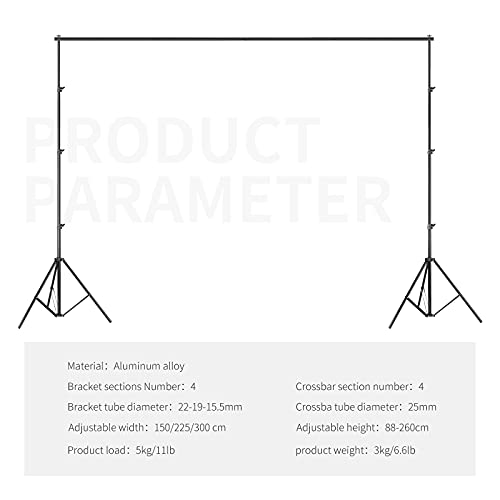 Neewer® Soporte de Fondo Sistema de Soporte 2.6 M x 3 m con Funda de Transporte para Fondos de muselinas, Papel y Lienzo