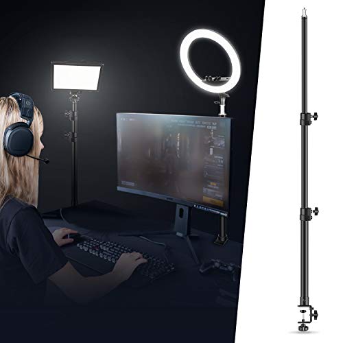 Neewer Soporte de Luz de Mesa con Clip con Tornillo de 1/4 Pulgada para Anillo de Luz y Luz LED Aleación Aluminio Capacidad de Carga 5KG Ajustable 55-120cm para Transmisión en Vivo Grabación de Video