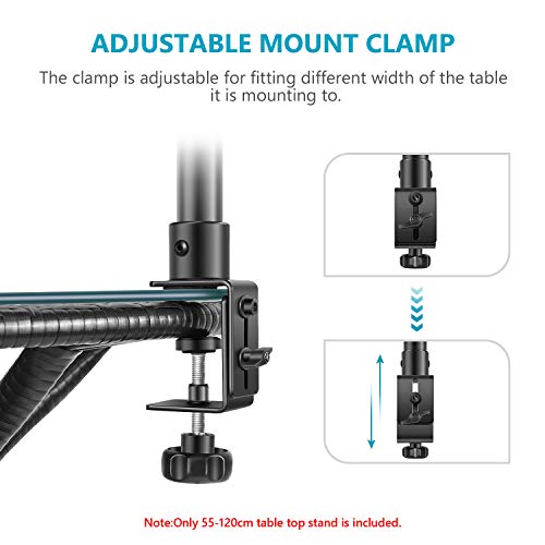 Neewer Soporte de Luz de Mesa con Clip con Tornillo de 1/4 Pulgada para Anillo de Luz y Luz LED Aleación Aluminio Capacidad de Carga 5KG Ajustable 55-120cm para Transmisión en Vivo Grabación de Video