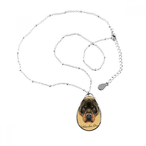 Negro feroz Rottweiler perro de mascota animal forma de lagrima colgante collar joyas con cadena decoración regalo