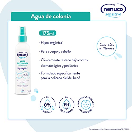 Nenuco Sensitive - Set higiene bebé con mochila multiusos, contiene agua de colonia, gel de baño, loción y crema para la zona del pañal - 4 productos