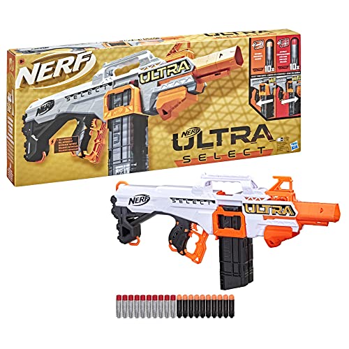 Nerf Lanzador Totalmente motorizado Ultra Select, Lanza de Dos Formas, Incluye Clips y Dardos, Compatible únicamente con Dardos Ultra