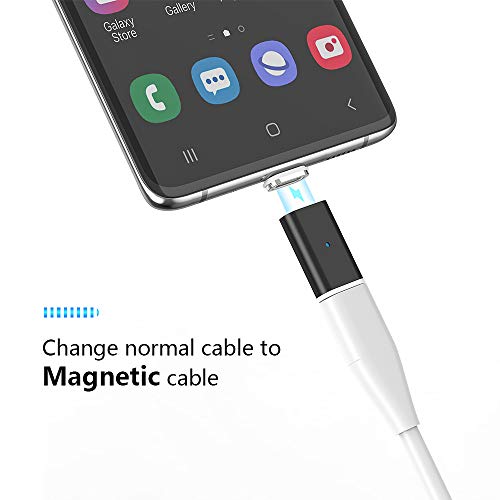 NetDot 10th Generación Adaptador Magnético de Carga Rápida USB-C a USB-C Adaptador Compatible con Teléfonos inteligentes Android (3 pack negro)