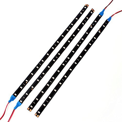 Neuftech 4 X 30CM 15 LED 12V Tira Luces Impermeable para Coche, Decoración de Interior y Exterior,Azul