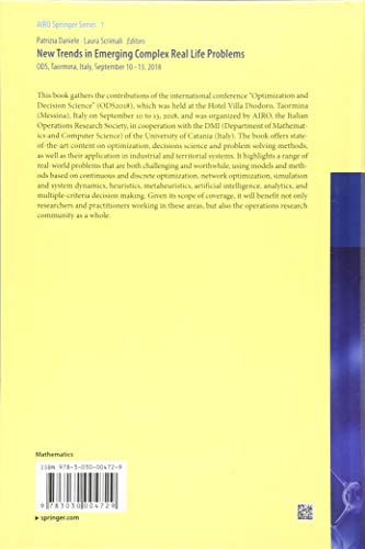 New Trends in Emerging Complex Real Life Problems: ODS, Taormina, Italy, September 10–13, 2018 (AIRO Springer Series)