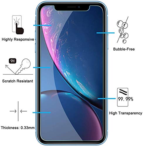 NEW'C 2 Unidades, Protector de Pantalla para iPhone 11 y iPhone XR (6.1"), Antiarañazos, Antihuellas, Sin Burbujas, 9H, 0.33 mm, Vidrio Templado Ultra Resistent y Transparent