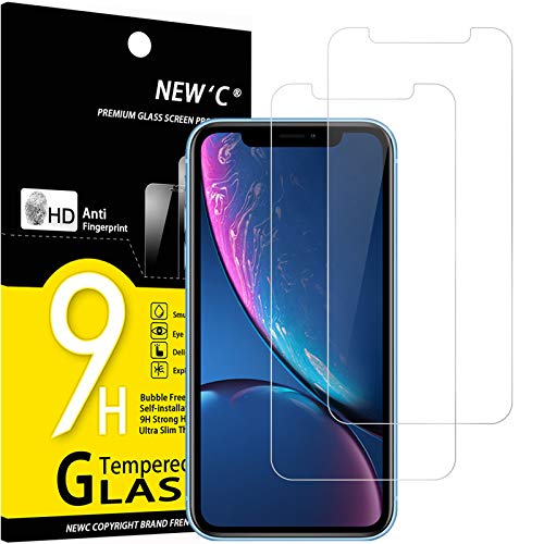 NEW'C 2 Unidades, Protector de Pantalla para iPhone 11 y iPhone XR (6.1"), Antiarañazos, Antihuellas, Sin Burbujas, 9H, 0.33 mm, Vidrio Templado Ultra Resistent y Transparent