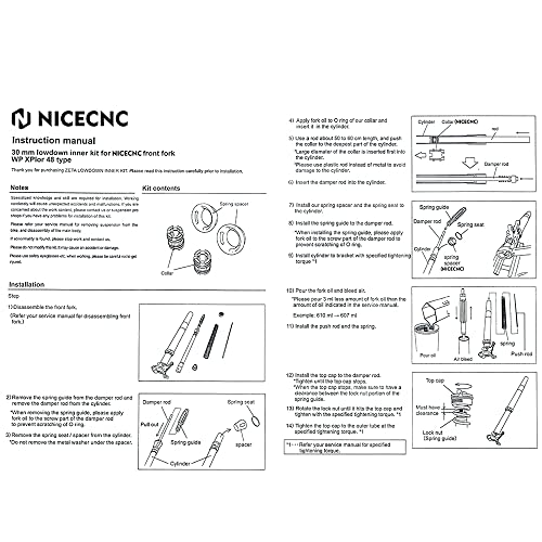 NICECNC Azul Kit de Descenso de Horquillas Delanteras WP XPlor 48 Compatible con Husqvarna TE FE i 150-501 2017-2021 701 Enduro 2019 Sherc- 125-300 SE Sixdays 250 300 450 SEF Sixdays 2018