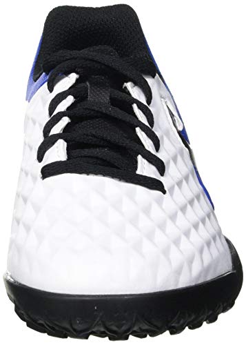 Nike Jr. Legend 8 Club TF, Football Shoe, White/Black-Hyper Royal-Metallic Silver, 37.5 EU