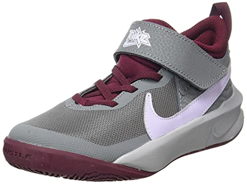 Nike Team Hustle D 10, Basketball Shoe, Smoke Grey/Pure Violet-Dark Beetroot, 40 EU