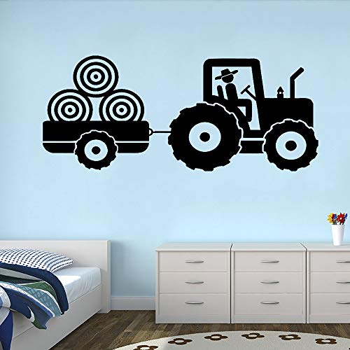 Niño Tractor Etiqueta de Vinilo de Pared Niño Dormitorio Remolque Patrón de Granja Calcomanías de Arte Niños Habitación de Niños Decoración Creativa Mural Cartel A7 57x26cm