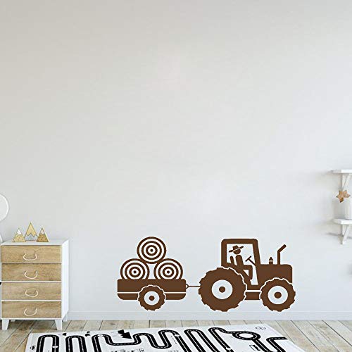 Niño Tractor Etiqueta de Vinilo de Pared Niño Dormitorio Remolque Patrón de Granja Calcomanías de Arte Niños Habitación de Niños Decoración Creativa Mural Cartel A7 57x26cm