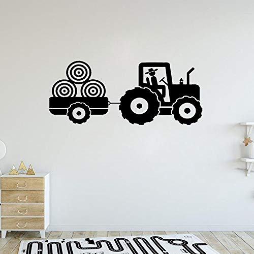 Niño Tractor Etiqueta de Vinilo de Pared Niño Dormitorio Remolque Patrón de Granja Calcomanías de Arte Niños Habitación de Niños Decoración Creativa Mural Cartel A7 57x26cm