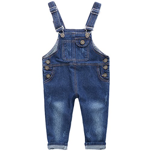 Niños Bebé Pantalones de Peto Vaqueros Overalls Pantalón Largo Ajustable 2-3 Años