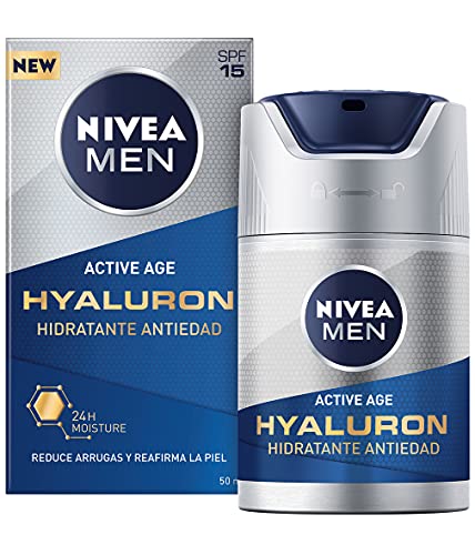 NIVEA MEN Hyaluron Crema Hidratante Antiedad FP15 (1 x 50 ml), cuidado facial avanzado para hombre, hidratante antiedad para reafirmar la piel madura