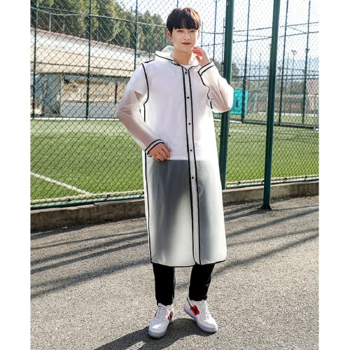 NLR Elegante y de moda del impermeable (Blanco XXL), ligero con capucha larga ropa impermeable, estilo personal Época de lluvia Ropa, versátil para hombres y mujeres