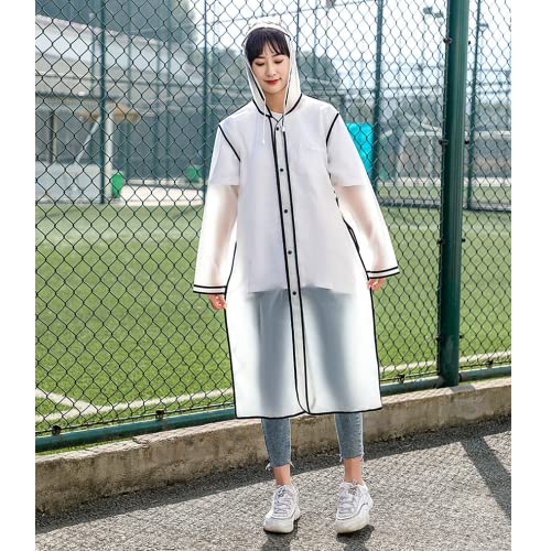 NLR Elegante y de moda del impermeable (Blanco XXL), ligero con capucha larga ropa impermeable, estilo personal Época de lluvia Ropa, versátil para hombres y mujeres