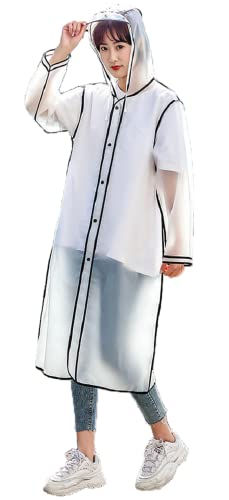NLR Elegante y de moda del impermeable (Blanco XXL), ligero con capucha larga ropa impermeable, estilo personal Época de lluvia Ropa, versátil para hombres y mujeres