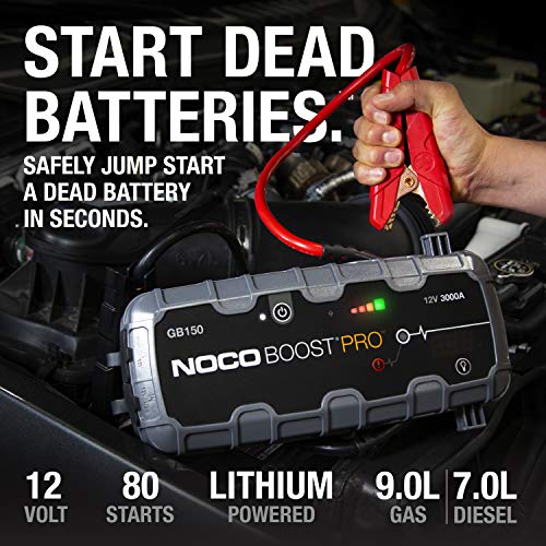 NOCO Boost Pro GB150, Arrancador de Batería UltraSafe 3000A 12V, Cargador de Booster Profesional y Cables de Arranque de Coche por Gasolina de hasta 9 Litros y Motores de Diésel de hasta 7 Litros