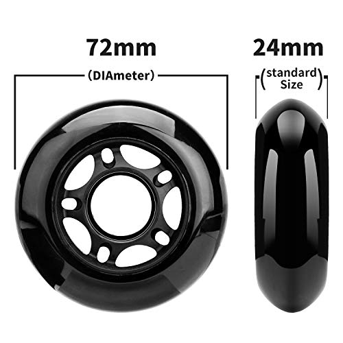 NONMON 4 Piezas Ruedas de Patines en Línea 80mm 85A, Inline Skates PU Ruedas de Repuesto Wheel Hombre Mujer, Partes para Patinaje Skate Recreativo Interiores Exteriores, Negro