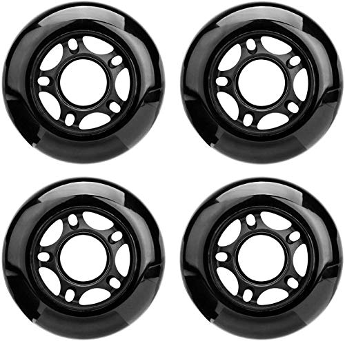 NONMON 4 Piezas Ruedas de Patines en Línea 80mm 85A, Inline Skates PU Ruedas de Repuesto Wheel Hombre Mujer, Partes para Patinaje Skate Recreativo Interiores Exteriores, Negro