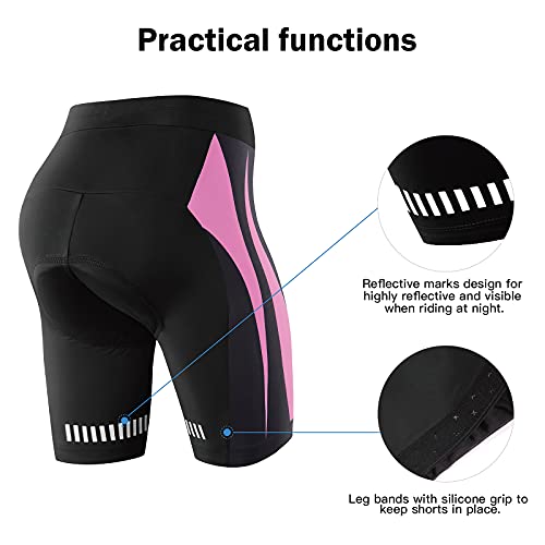 NOOYME Pantalon Corto Ciclismo Mujer Acolchado 4D Pantalones Corto Bicicleta Mujer con Gel Acolchado Pantalones Cortos De Ciclism para Mujer Pantalon Ciclismo Mujer ​Culotte Ciclismo Mujer