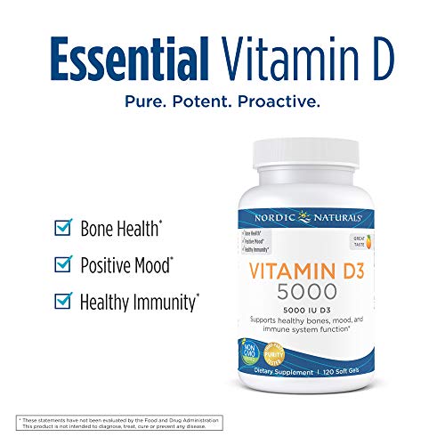 Nordic Naturals Vitamina D3 5000, 5000 Ui Naranja - 120 Cápsulas Blandas 120 Unidades 70 g