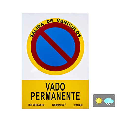 Normaluz NM RD40048 - Señal Vado Permanente PVC Glasspack 0.7 mm 21 x 30 cm, Rojo