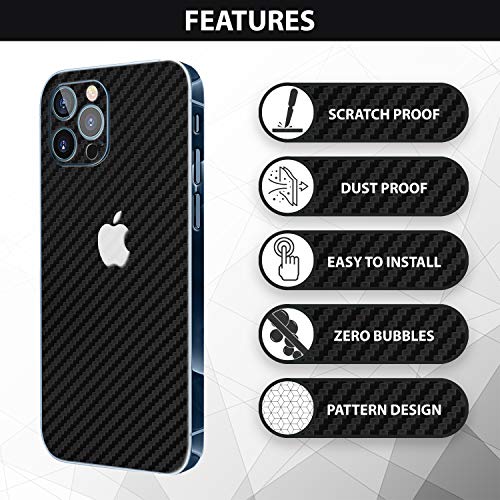 Normout Skin para la parte trasera del iPhone 12 Pro , 2 protectores de cámara iPhone 12 Pro , protege contra rasguños, daños, suciedad y huellas dactilares. Negro carbón