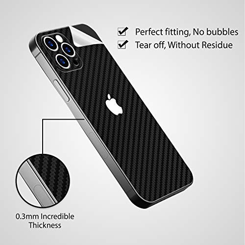 Normout Skin para la parte trasera del iPhone 12 Pro , 2 protectores de cámara iPhone 12 Pro , protege contra rasguños, daños, suciedad y huellas dactilares. Negro carbón