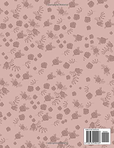 Notebook Melon Color Mini Vintage Rose Flowers Patterns Cover Lined Journal: Wedding, 110 Pages, Monthly, Work List, Planning, Journal, A4, 21.59 x 27.94 cm, 8.5 x 11 inch, College