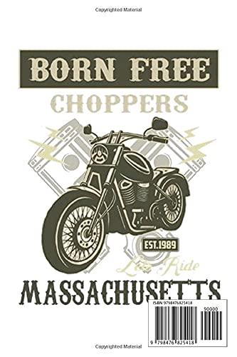 Notebook - Motorcycle Biker Motocross Motorbike Rider Notebook, Born free choppers rider: Notebook Blank Lined Ruled 6x9 114 Pages