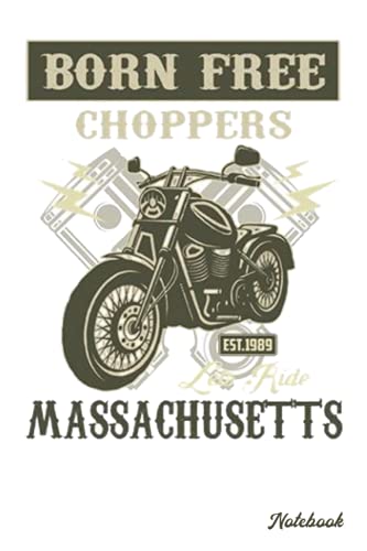 Notebook - Motorcycle Biker Motocross Motorbike Rider Notebook, Born free choppers rider: Notebook Blank Lined Ruled 6x9 114 Pages