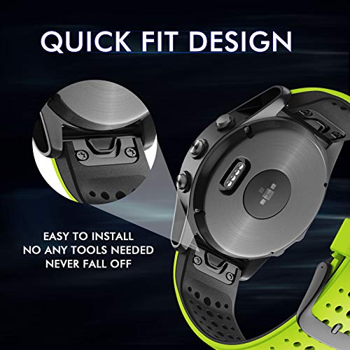 NotoCity Correa Compatible con Garmin Fenix 5/Fenix 6 Pro/Fenix 5 Plus/Fenix 6/Forerunner 945/Forerunner 935/Approach S60/Quatix 5 Correa de Silicona de 22 mm(Verde-Negro)