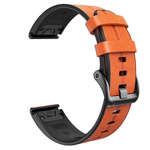 NotoCity Correa para Garmin Fenix 5X /Fenix 5X Plus/Fenix 6X /Fenix 6X Pro/Fenix 3 /Fenix 3 HR 26mm Correa de Repuesto de Cuero (marrón Claro)