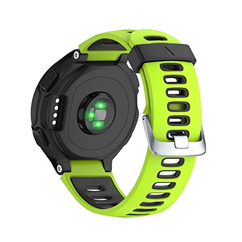 NotoCity Correa para Garmin Forerunner 735XT/ Forerunner 235/220/230/620/630, Banda de Reemplazo de Silicona, Correa de Reloj Compatible con Garmin Forerunner 735XT, Colores múltiples (Negro+Verde)