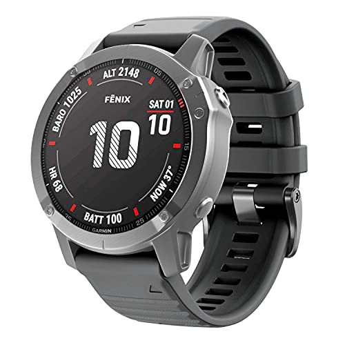 NotoCity Garmin Fenix 6X Correa, Silicona Reemplazo Correa para Garmin Fenix 6X/Fenix 6X Pro/Fenix 3/Fenix 3 HR/Fenix 5X/Fenix 5X Plus, Easy-Fit, no Adapta a Fenix 6,6s (Negro)