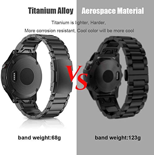 NotoCity Titanium Correa para Garmin Fenix ​​6/6 Pro/Fenix ​​5/5 Plus, 22 mm Quick-Fit Titanium de Aleación Pulsera de Repuesto para Garmin (Fenix 5/6, Model 3)