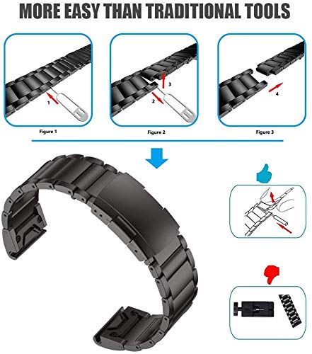 NotoCity Titanium Correa para Garmin Fenix ​​6/6 Pro/Fenix ​​5/5 Plus, 22 mm Quick-Fit Titanium de Aleación Pulsera de Repuesto para Garmin (Fenix 5/6, Model 3)