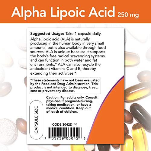 NOW Foods Alpha Lipoic Acid 250mg, 60 Vcaps