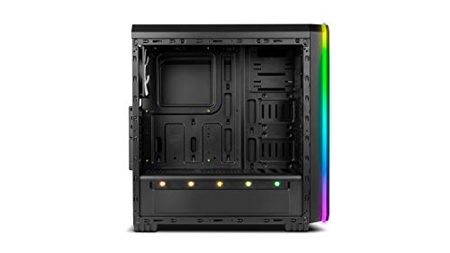 Nox Hummer MC PRO -NXHUMMERMCPROB - Semitorre ARGB ATX-Micro ATX, 2 ventiladores 120mm incluidos, espacio hasta 5 ventiladores, ventana acrílica, controladores de velocidad, USB 3.0, color negro