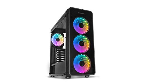 Nox Hummer TGM -NXHUMMERTGM- Caja ARGB ATX - Micro ATX-ITX, 4 ventiladores ARGB 120mm preinstalados, cristal templado, espacio para hasta 6 ventiladores, USB 3.0, color negro