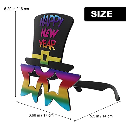 NUOBESTY 2 unids Feliz Año Nuevo Gafas 2022 Partido Gafas Glitter Party Hat Gafas Novedad Divertidas Gafas para Nochevieja Foto Props Colorido