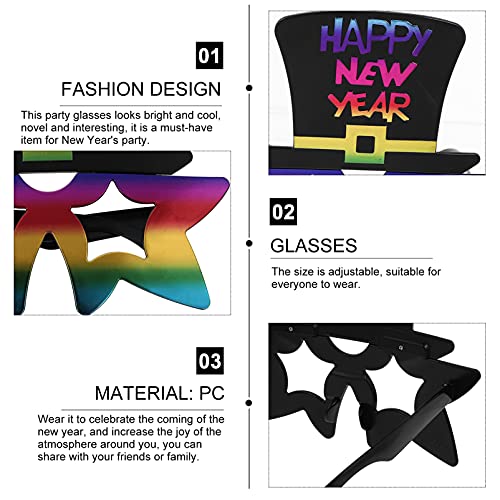 NUOBESTY 2 unids Feliz Año Nuevo Gafas 2022 Partido Gafas Glitter Party Hat Gafas Novedad Divertidas Gafas para Nochevieja Foto Props Colorido