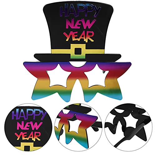 NUOBESTY 2 unids Feliz Año Nuevo Gafas 2022 Partido Gafas Glitter Party Hat Gafas Novedad Divertidas Gafas para Nochevieja Foto Props Colorido