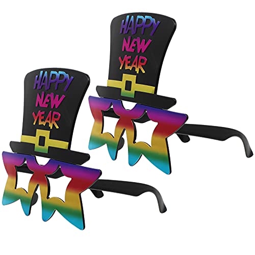 NUOBESTY 2 unids Feliz Año Nuevo Gafas 2022 Partido Gafas Glitter Party Hat Gafas Novedad Divertidas Gafas para Nochevieja Foto Props Colorido