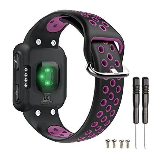 nuosiweilang Compatible Garmin Forerunner 35 Correa,de Reloj de Repuesto de Silicona para Garmin Forerunner 35 Reloj Inteligente para Hombres y Mujeres,Negro Morado