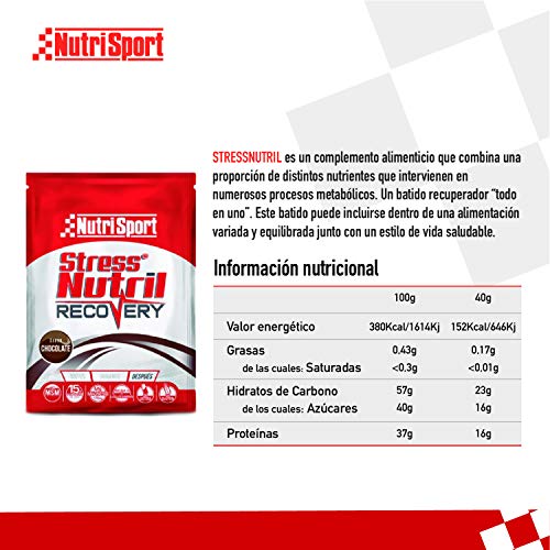 Nutrisport - StressNutril Recovery, Batido para Recuperación Muscular, Sabor Chocolate, 20 Sobres, 20 x 40 gr